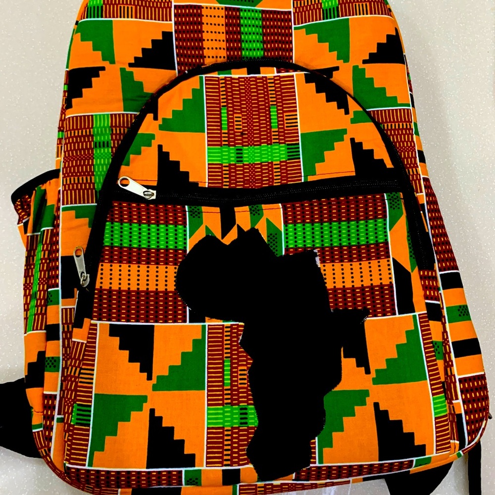 Kente print African backpack